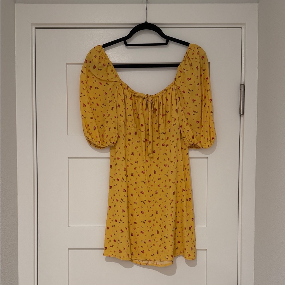 Reformation Yellow Floral Mini Dress